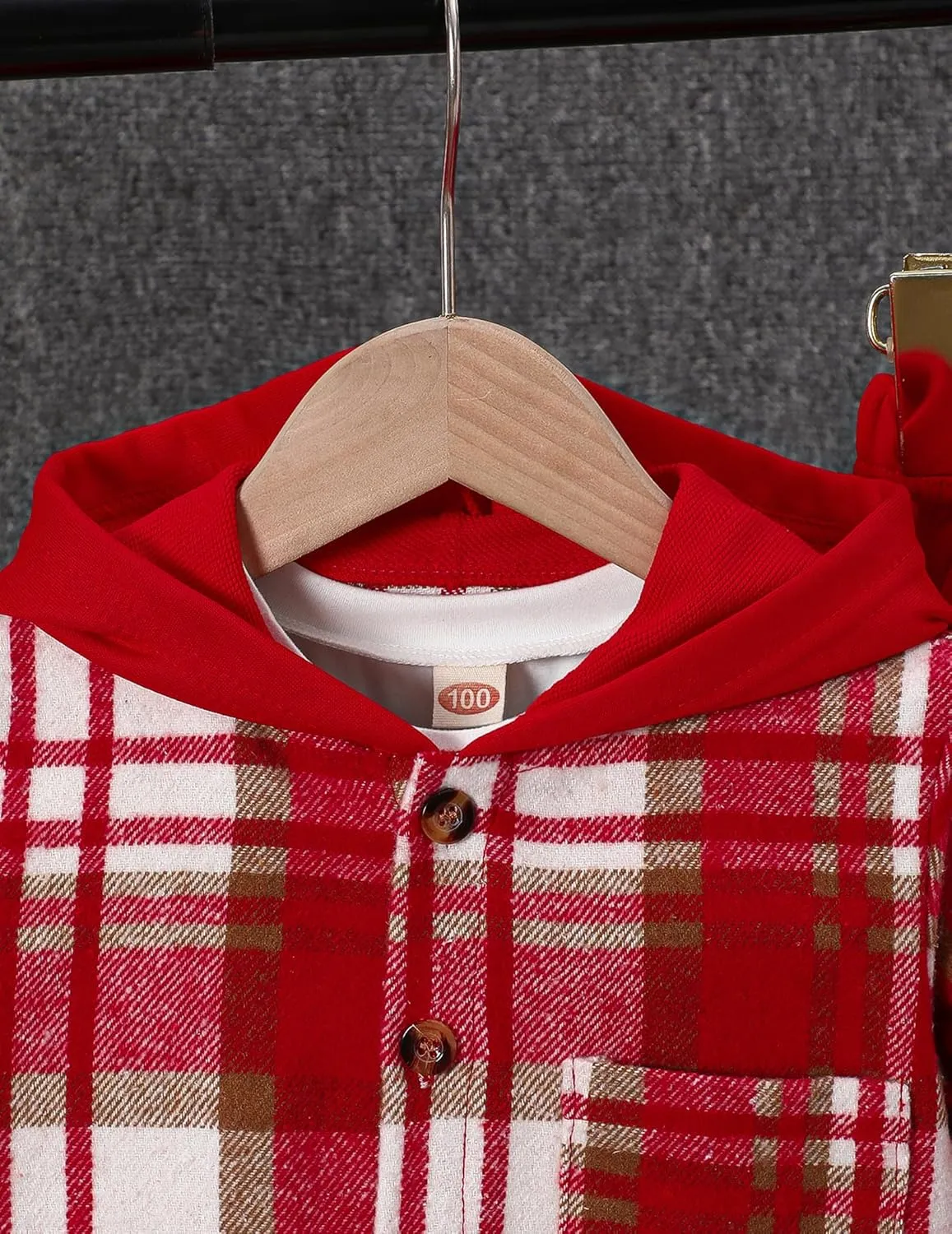 2Pcs Kids Boys Flannel Plaid Shirt Tops Pants Set Hoodie Sweatsuit for Fall Winter Spring Outfits 4-12 Years