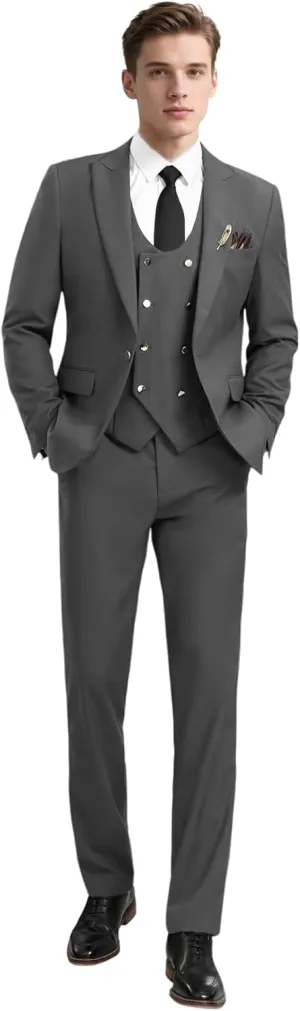 3 Piece Men's Suits Slim Fit Suits Double Breasted Suit Wedding Groomsmen Prom Business Suit Formal Tuxeds Blazer