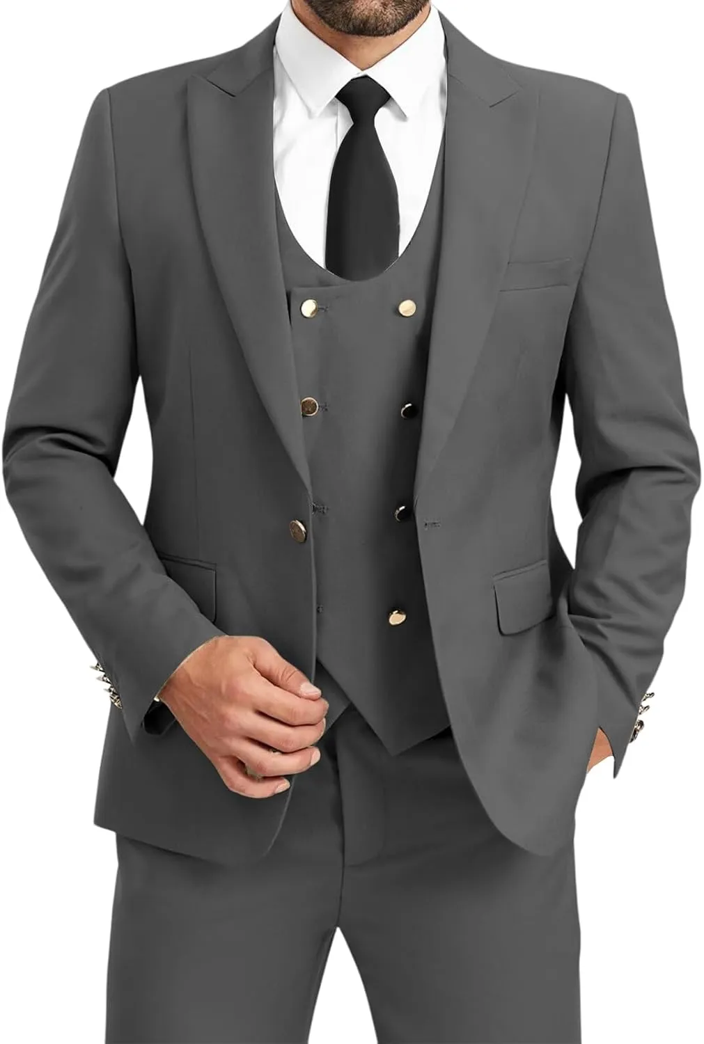 3 Piece Men's Suits Slim Fit Suits Double Breasted Suit Wedding Groomsmen Prom Business Suit Formal Tuxeds Blazer
