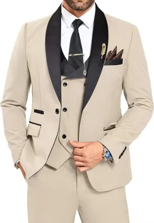 3 Piece Mens Tuxedo Suit Set Slim Fit Men Wedding Prom Party Suits Blazer Pants Shawl Collar Dinner Double Breasted Suit Set
