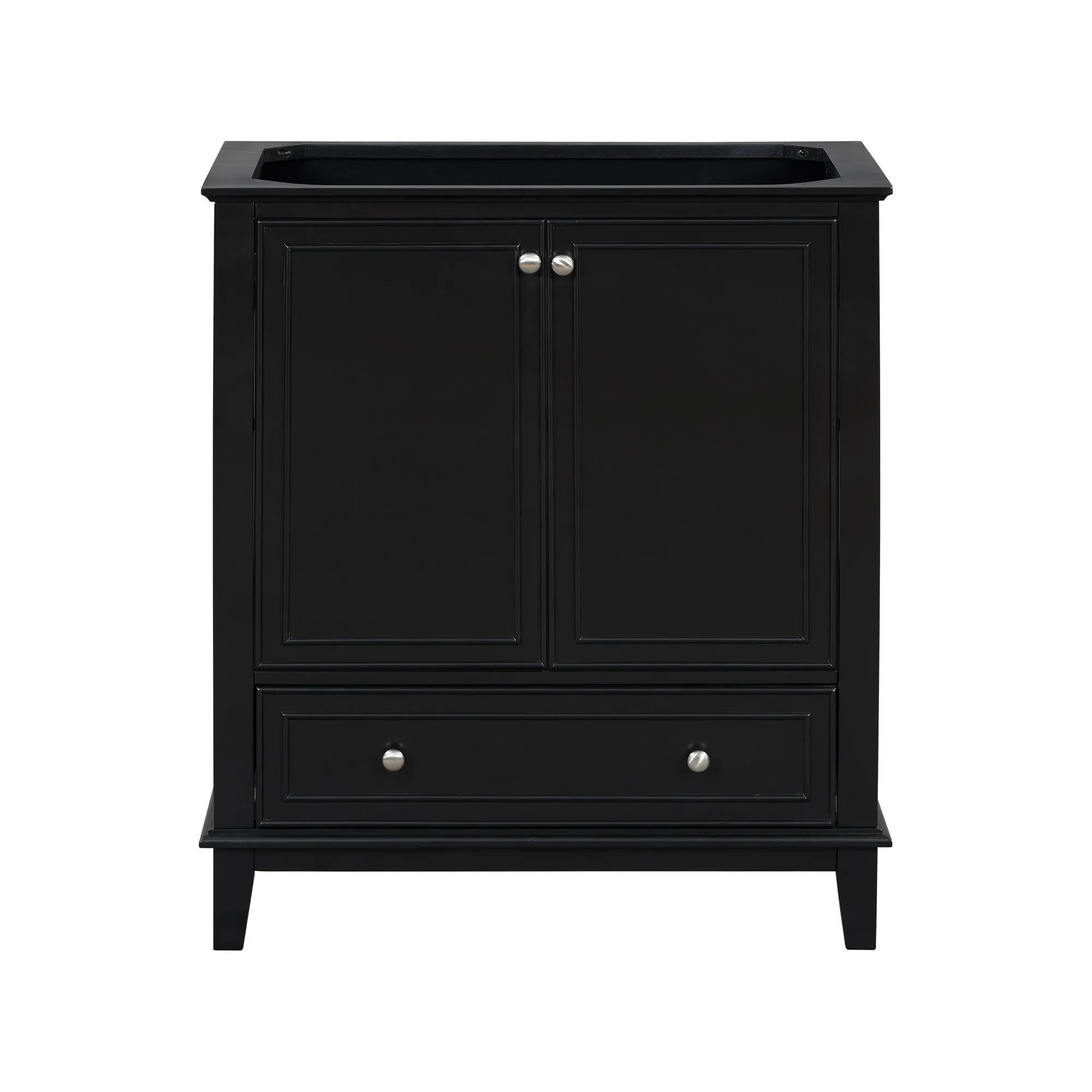 30" Bathroom Vanity Base, No Sink, Multi-Functional Cabinet w/ Doors & Drawer, Solid Frame, MDF Board, Black