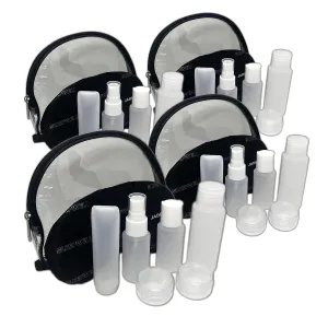 4 Pack Travel Bottles Set with Zipper Bag and Eyeshade TSA Approved Containers for Toiletries Shampoo Conditioner Lotion Body Wash Liquid Leak-Proof BPA Free Carry-on for Airplane