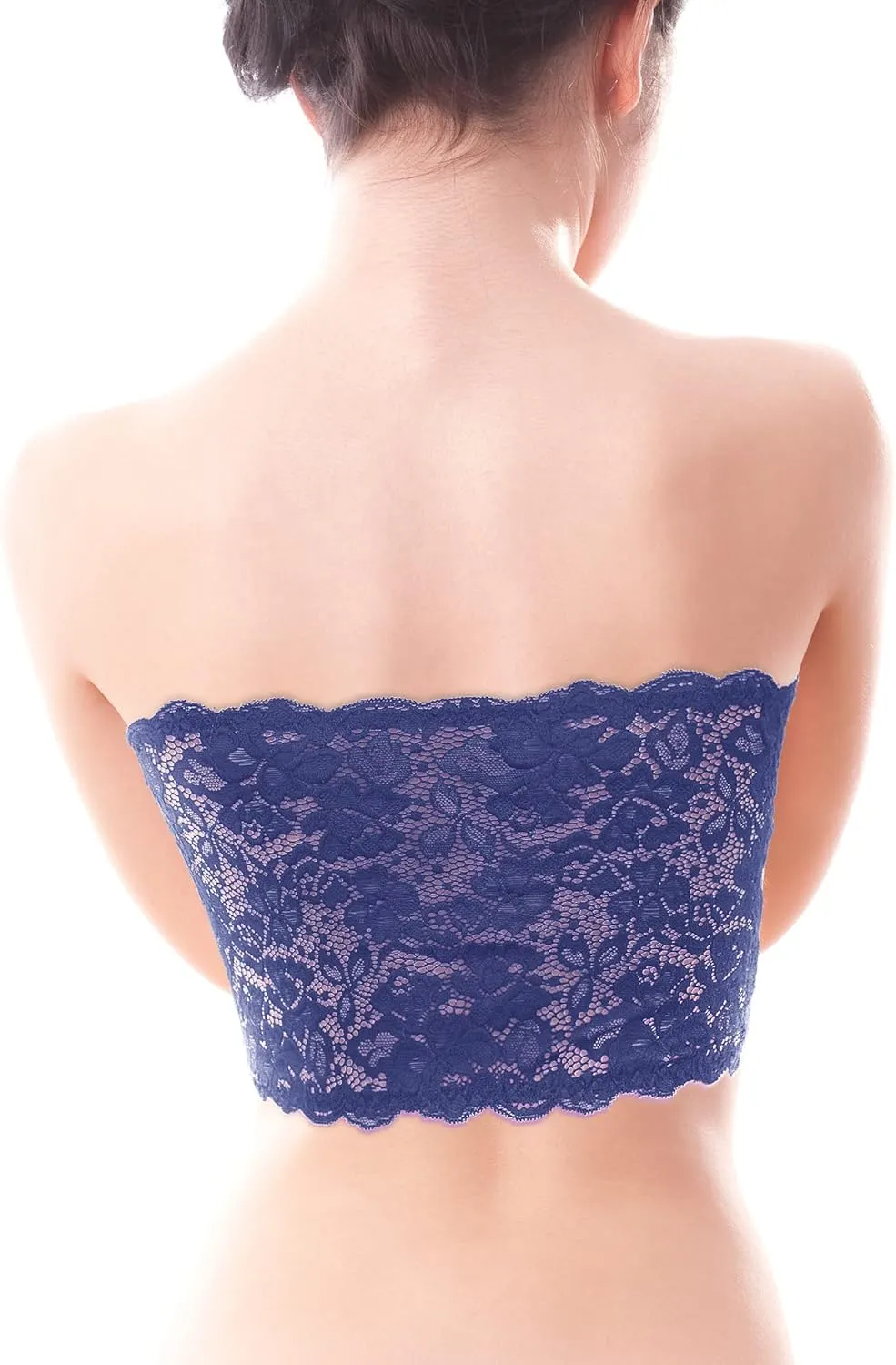 4 Pieces Women Lace Bandeau Bra Tube Top Elastic Strapless No Sponge Pad No Underwire Bra for Daily Favor