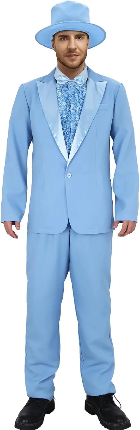 Adult Lloyd and Harry Tuxedo Costume Suit 90s Men Dumb Blue Dumber Orange Halloween Coat Pants Hat Bow Tie Outfit