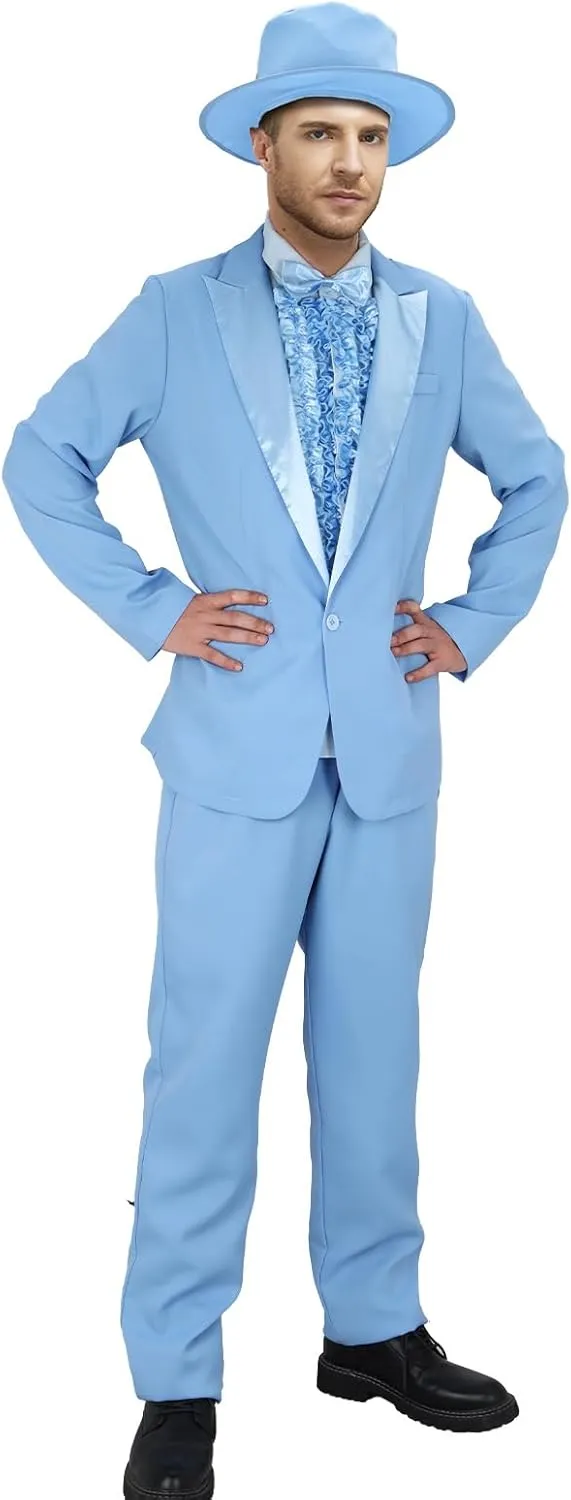 Adult Lloyd and Harry Tuxedo Costume Suit 90s Men Dumb Blue Dumber Orange Halloween Coat Pants Hat Bow Tie Outfit