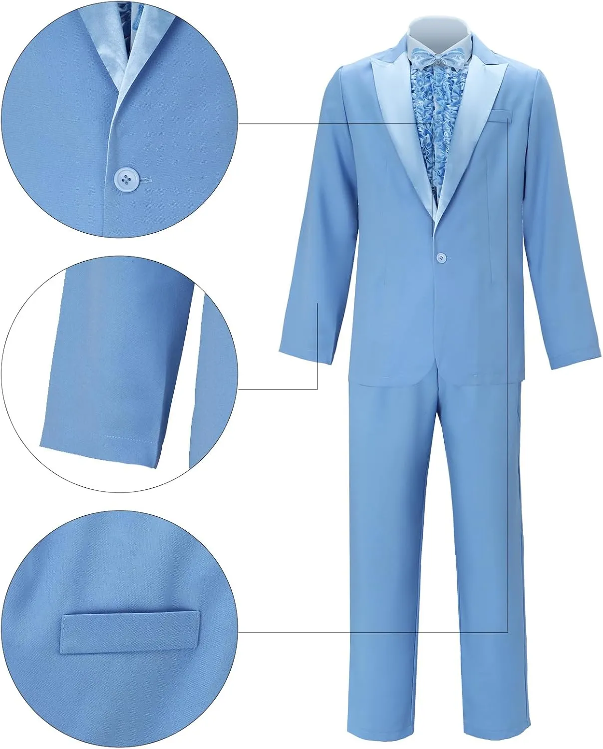 Adult Lloyd and Harry Tuxedo Costume Suit 90s Men Dumb Blue Dumber Orange Halloween Coat Pants Hat Bow Tie Outfit
