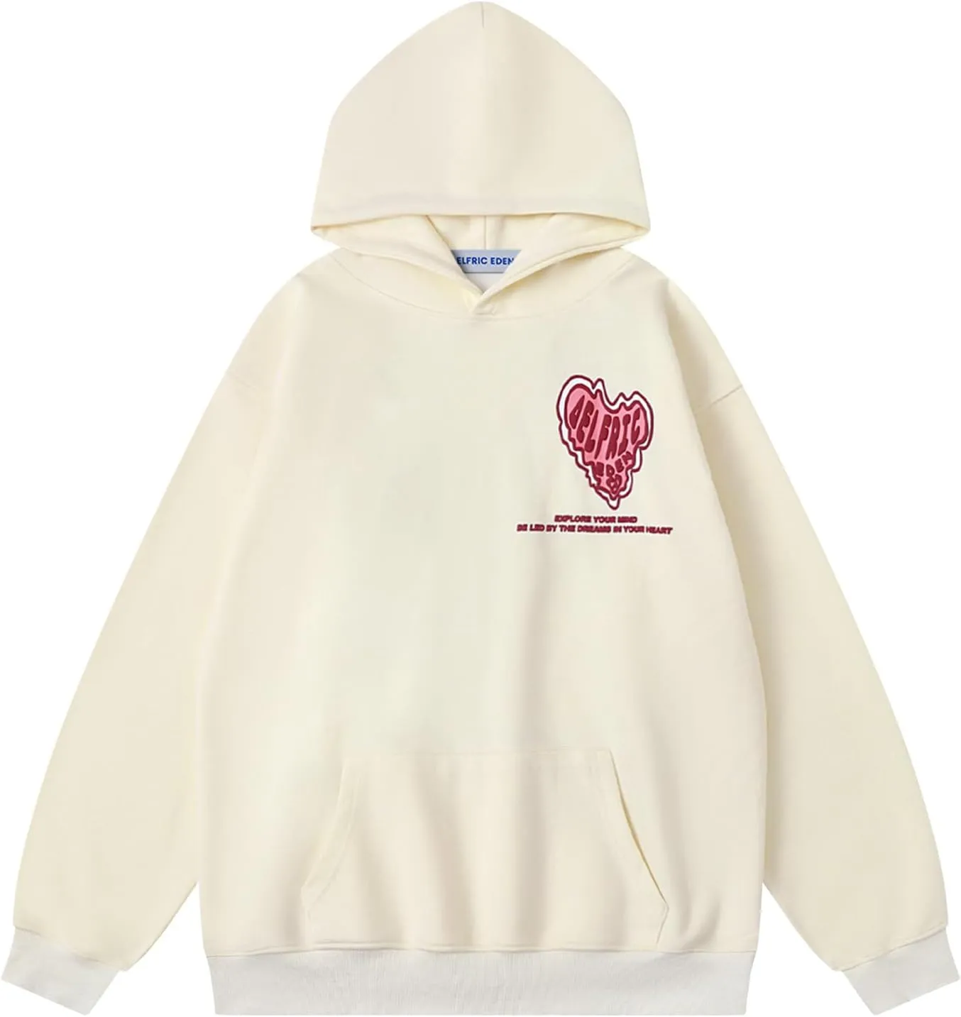 Aelfric Eden Graphic Hoodie Womens Oversized Hoodies Y2k Cute Heart Print Sweatshirt Streetwear Hooded Pullover
