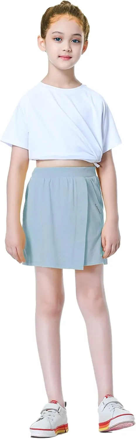 ALAVIKING Girls Athletic Skirt Cotton Active Tennis Skort Running Workout Skort Skirts Size 3-12 Years