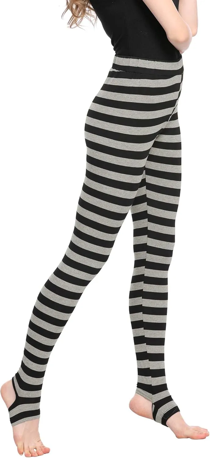 Allegra K Women's Leggings Printed High Waist Elastic Waistband Party Yoga Stirrup Pants