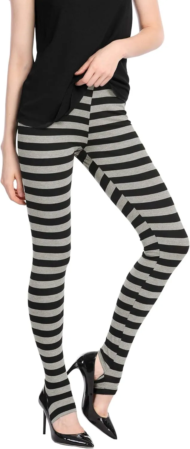 Allegra K Women's Leggings Printed High Waist Elastic Waistband Party Yoga Stirrup Pants