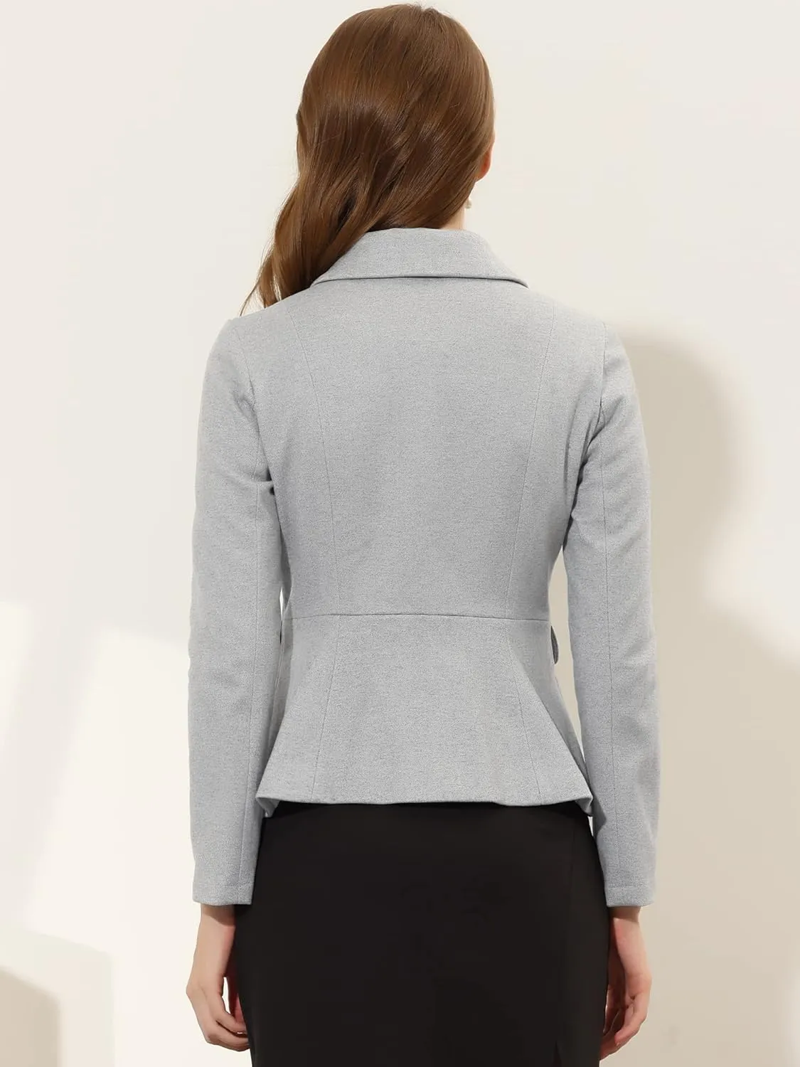 Allegra K Women's Peter Pan Collar Peacoat Double Breasted Short Coat