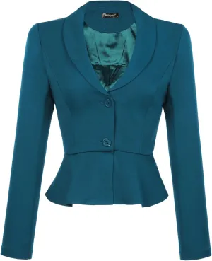 Allegra K Work Short Blazer for Women's Lapel Collar Long Sleeve Ruffle Casual Office Jacket