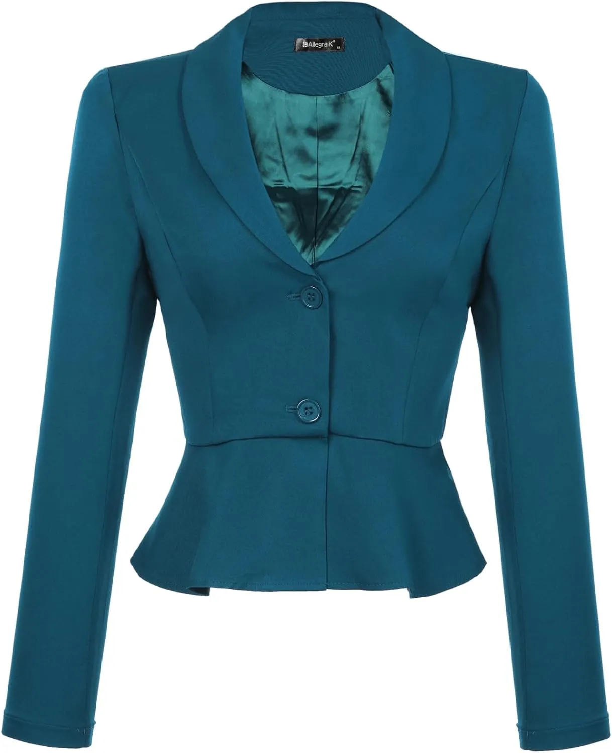 Allegra K Work Short Blazer for Women's Lapel Collar Long Sleeve Ruffle Casual Office Jacket