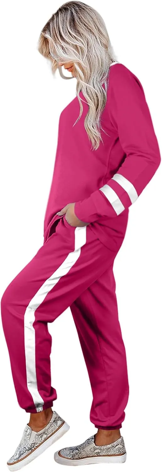 Aloodor Sweatsuit for Women 2 Piece Outfits for Womens Crewneck Sweatshirts Pullover