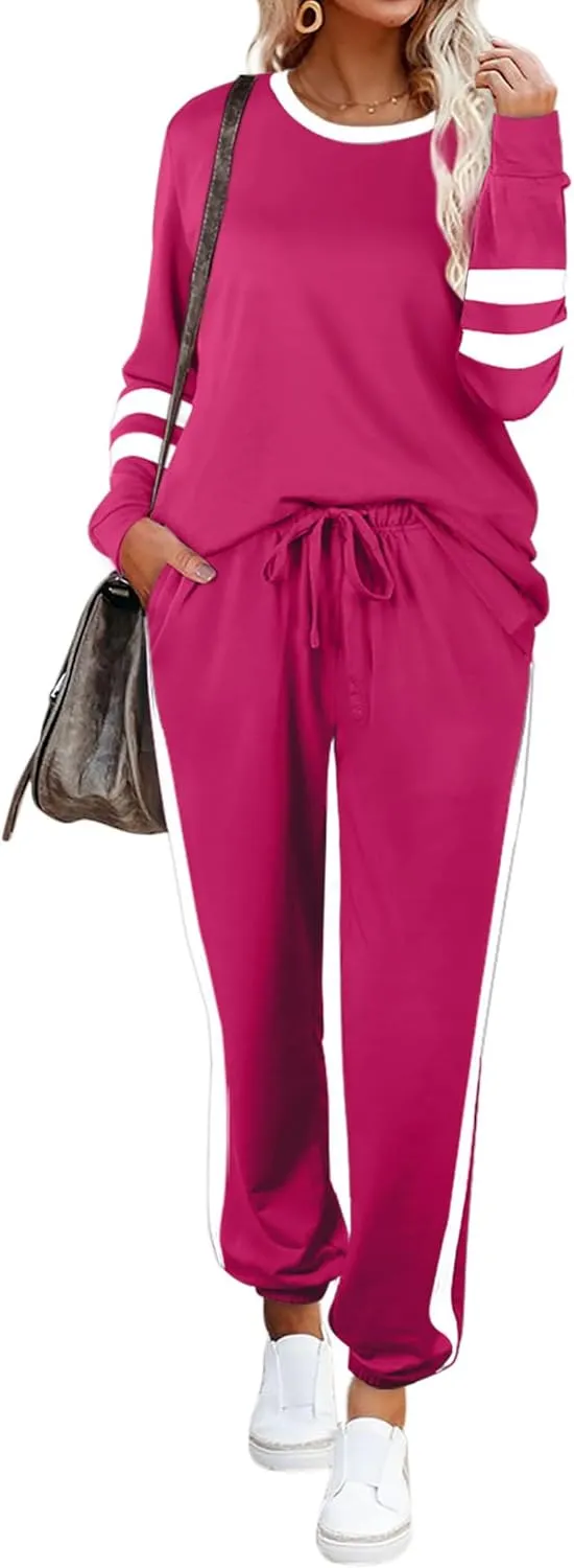 Aloodor Sweatsuit for Women 2 Piece Outfits for Womens Crewneck Sweatshirts Pullover