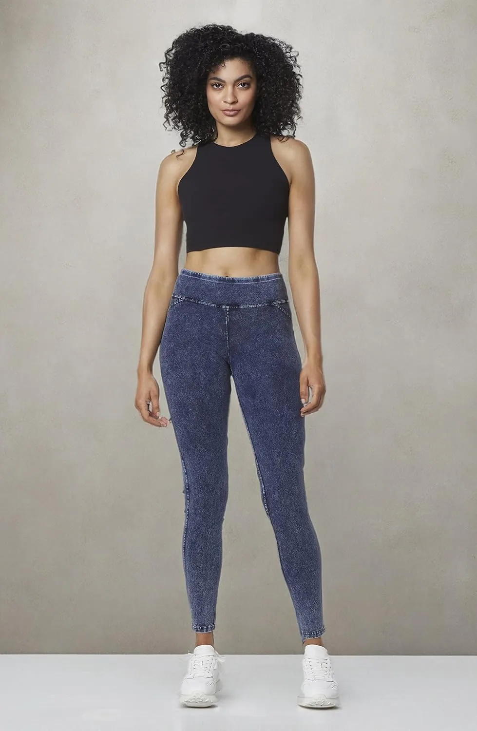 Andrew Marc Women's Faux Denim Cropped Legging, Regular and Plus Sizes