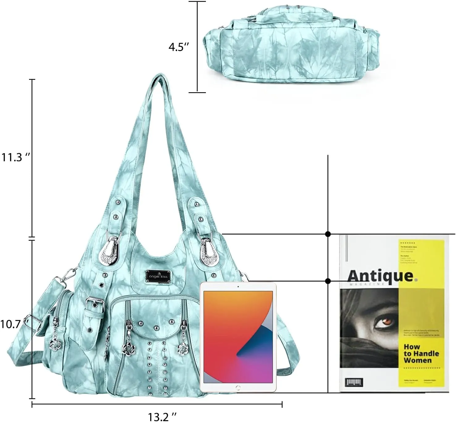 Angel Kiss Purses for Women Soft PU Leather Large Hobo Bags for Women Shoulder Bag