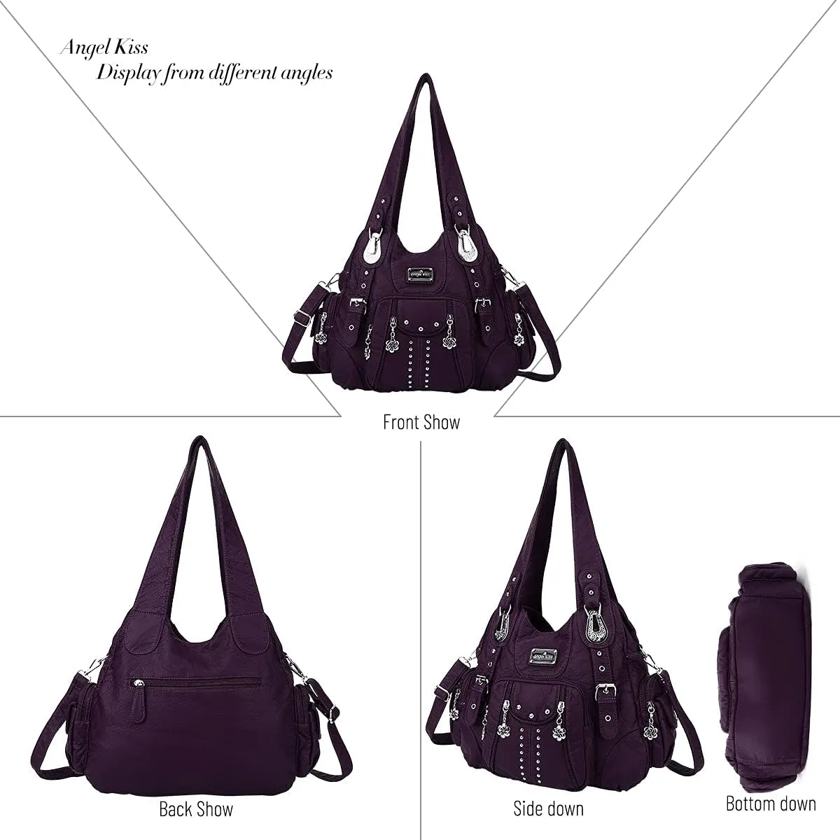 Angel Kiss Purses for Women Soft PU Leather Large Hobo Bags for Women Shoulder Bag