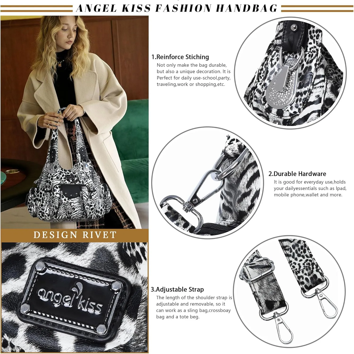 Angel Kiss Purses for Women Soft PU Leather Large Hobo Bags for Women Shoulder Bag