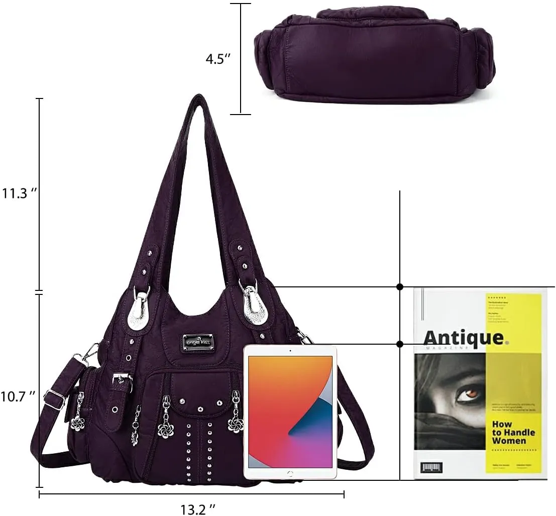 Angel Kiss Purses for Women Soft PU Leather Large Hobo Bags for Women Shoulder Bag