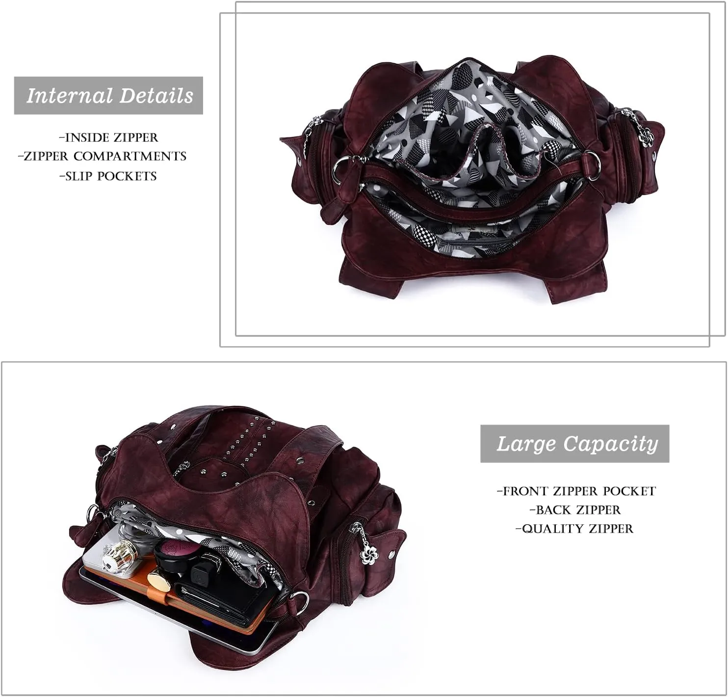 Angel Kiss Purses for Women Soft PU Leather Large Hobo Bags for Women Shoulder Bag