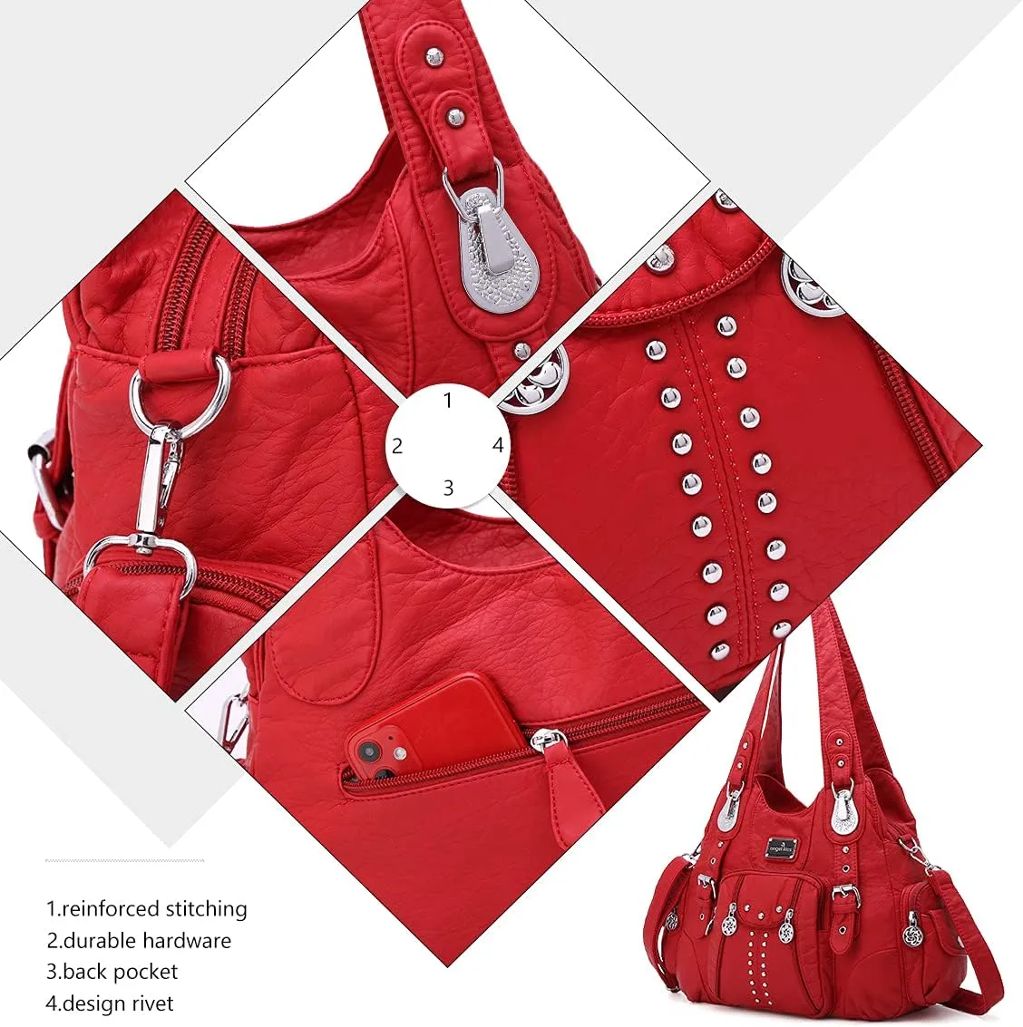 Angel Kiss Purses for Women Soft PU Leather Large Hobo Bags for Women Shoulder Bag