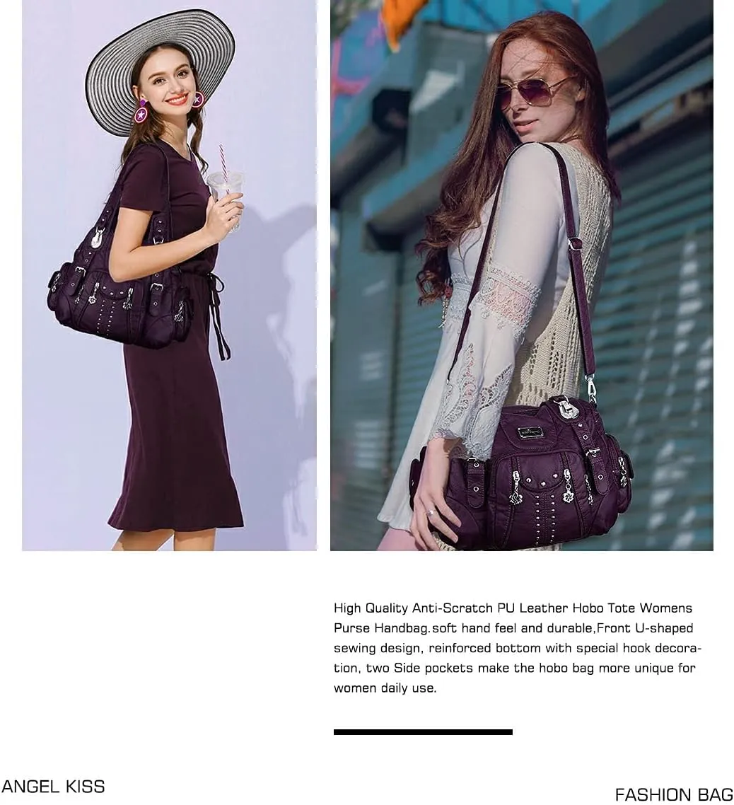 Angel Kiss Purses for Women Soft PU Leather Large Hobo Bags for Women Shoulder Bag