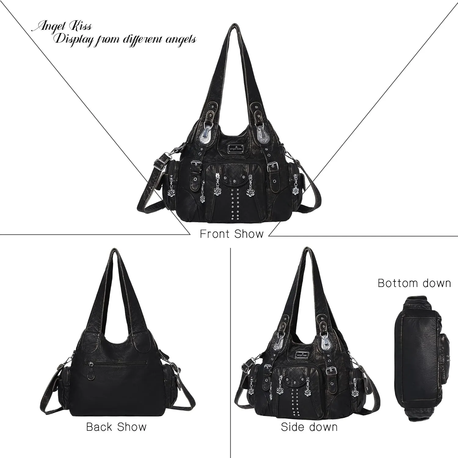 Angel Kiss Purses for Women Soft PU Leather Large Hobo Bags for Women Shoulder Bag
