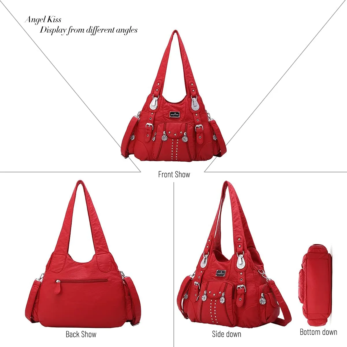 Angel Kiss Purses for Women Soft PU Leather Large Hobo Bags for Women Shoulder Bag