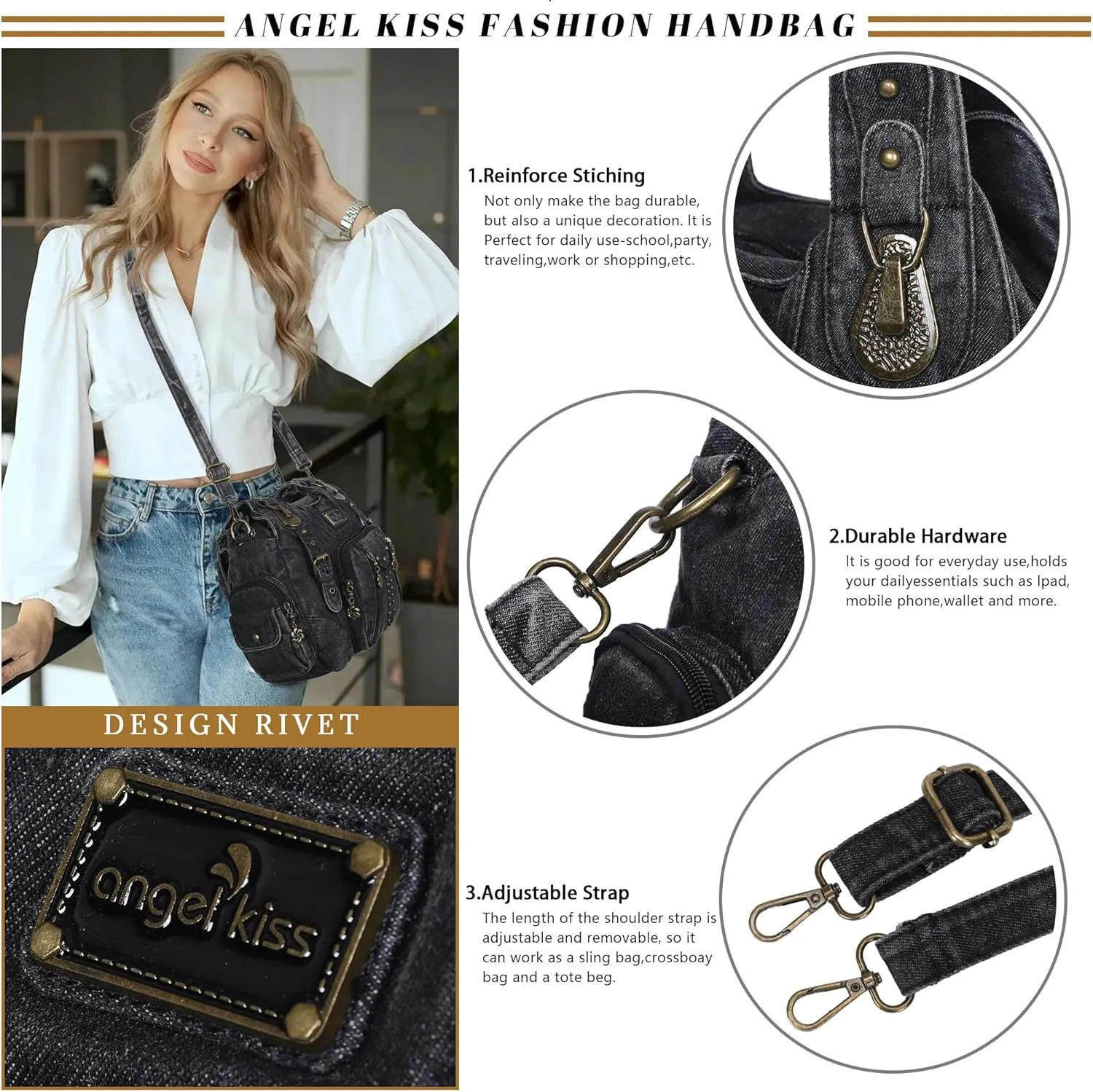 Angel Kiss Purses for Women Soft PU Leather Large Hobo Bags for Women Shoulder Bag
