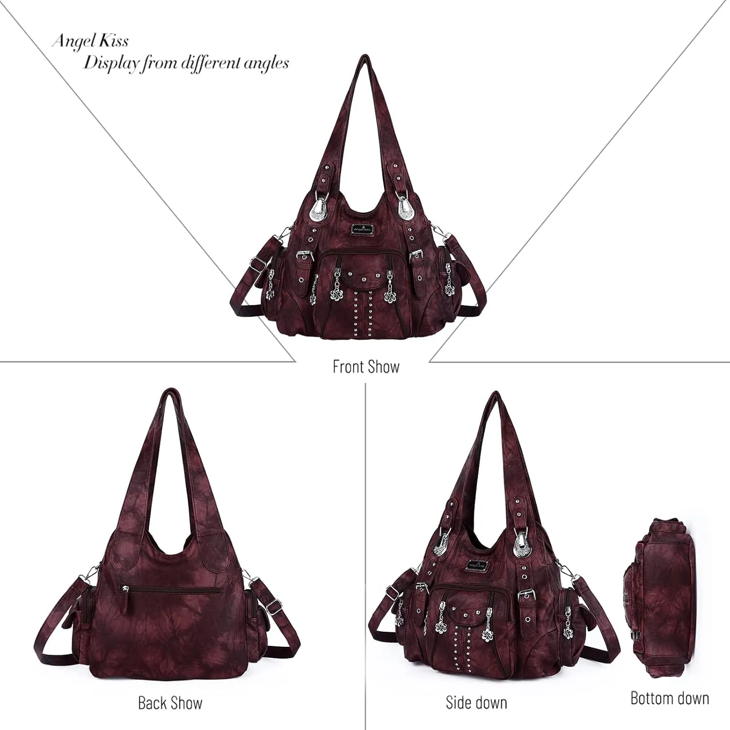 Angel Kiss Purses for Women Soft PU Leather Large Hobo Bags for Women Shoulder Bag