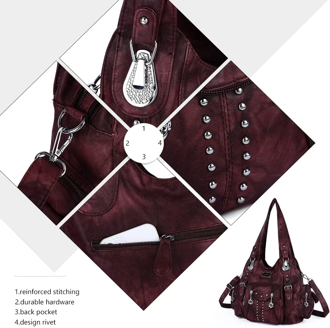Angel Kiss Purses for Women Soft PU Leather Large Hobo Bags for Women Shoulder Bag