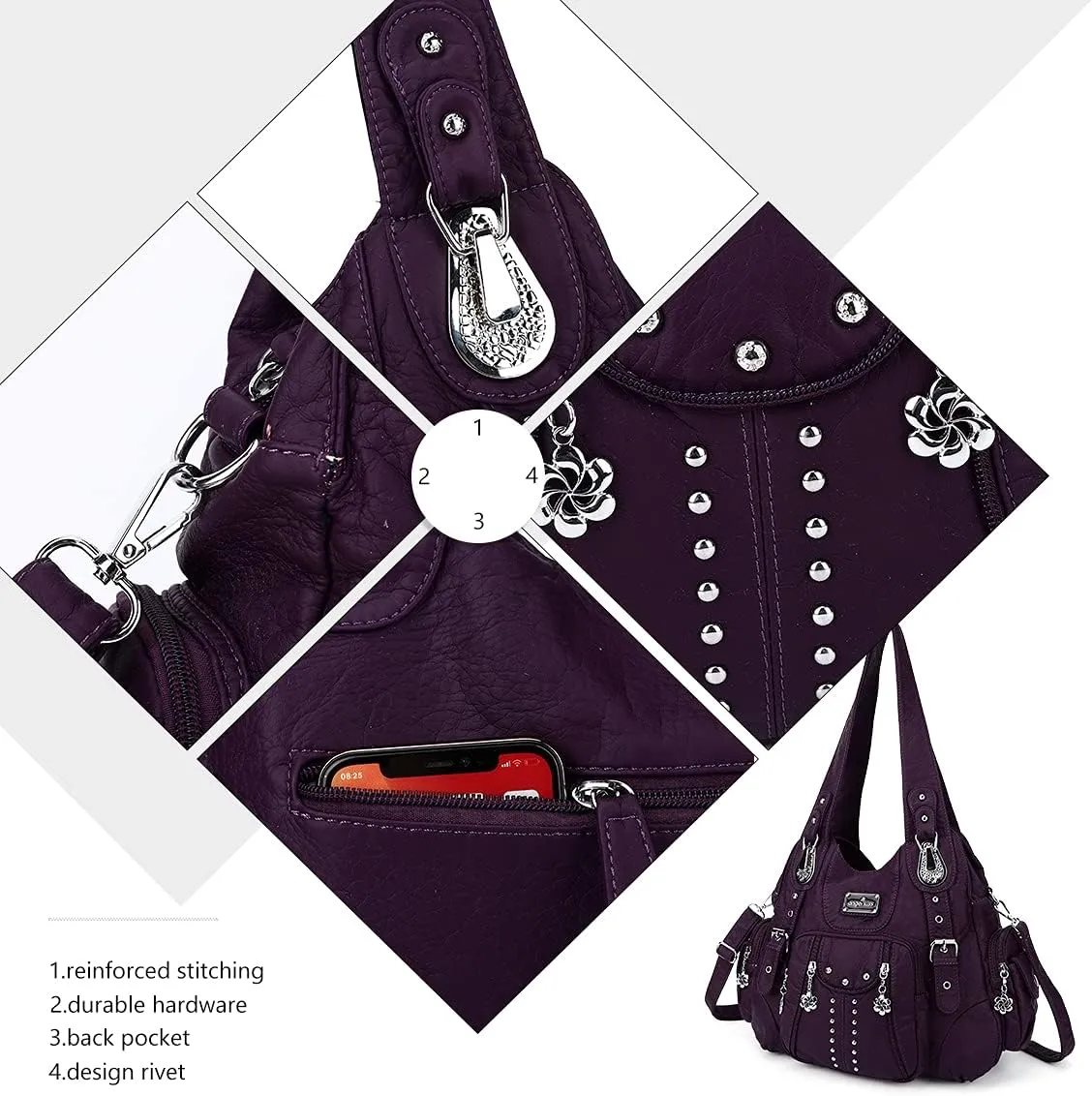 Angel Kiss Purses for Women Soft PU Leather Large Hobo Bags for Women Shoulder Bag