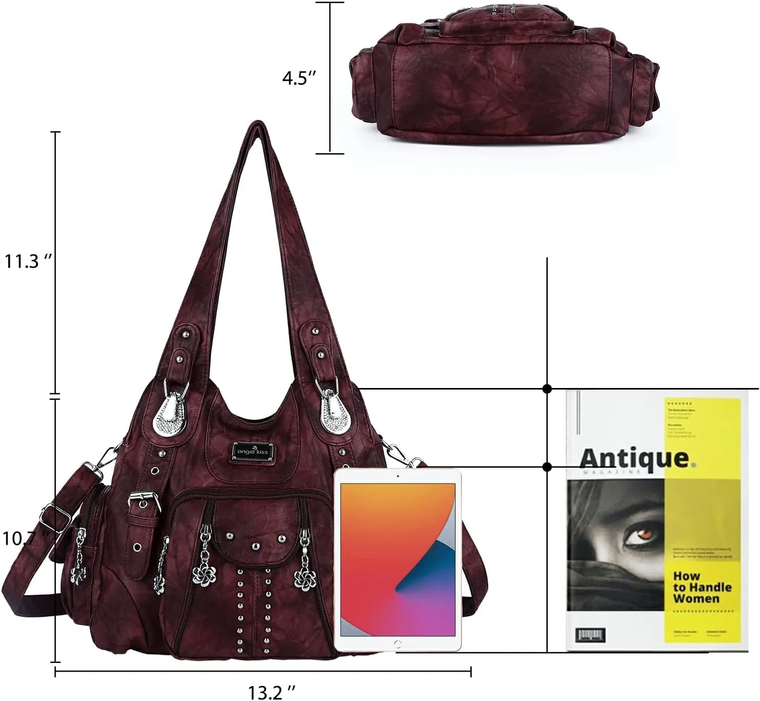 Angel Kiss Purses for Women Soft PU Leather Large Hobo Bags for Women Shoulder Bag