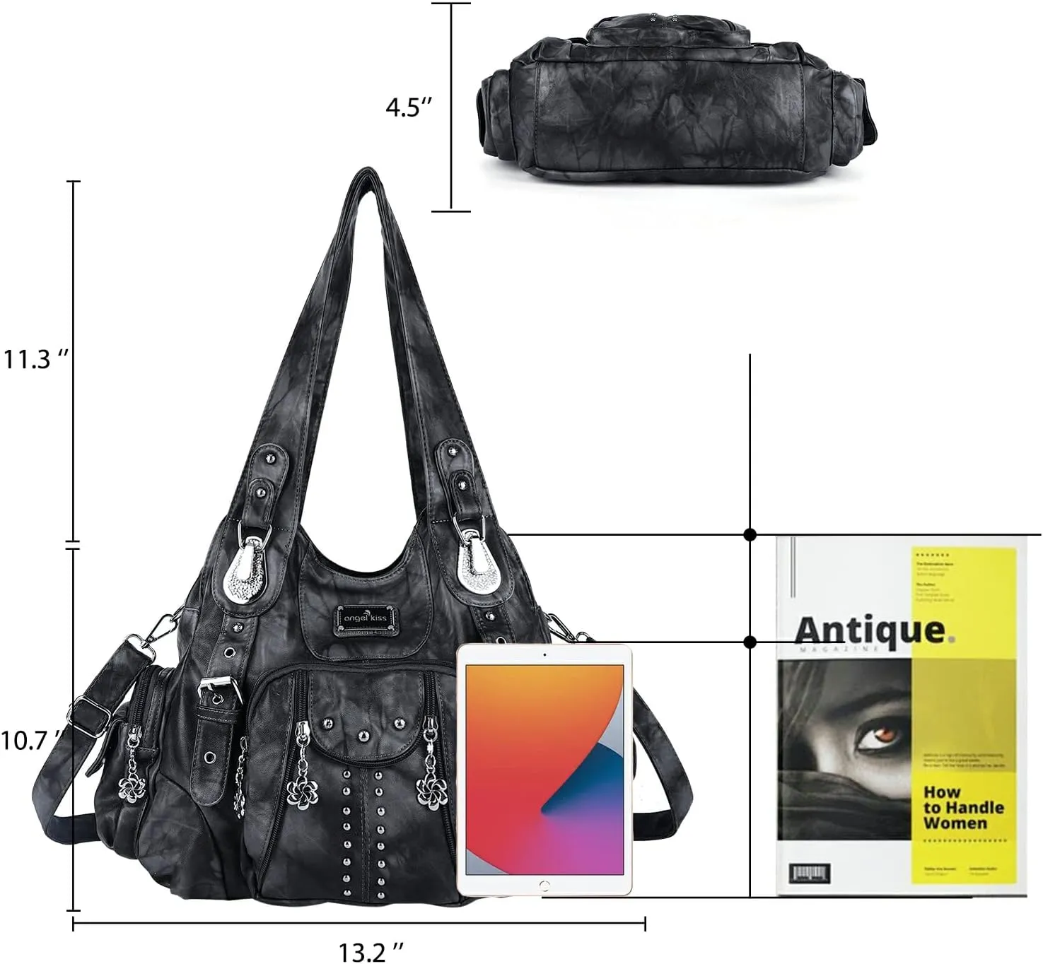 Angel Kiss Purses for Women Soft PU Leather Large Hobo Bags for Women Shoulder Bag