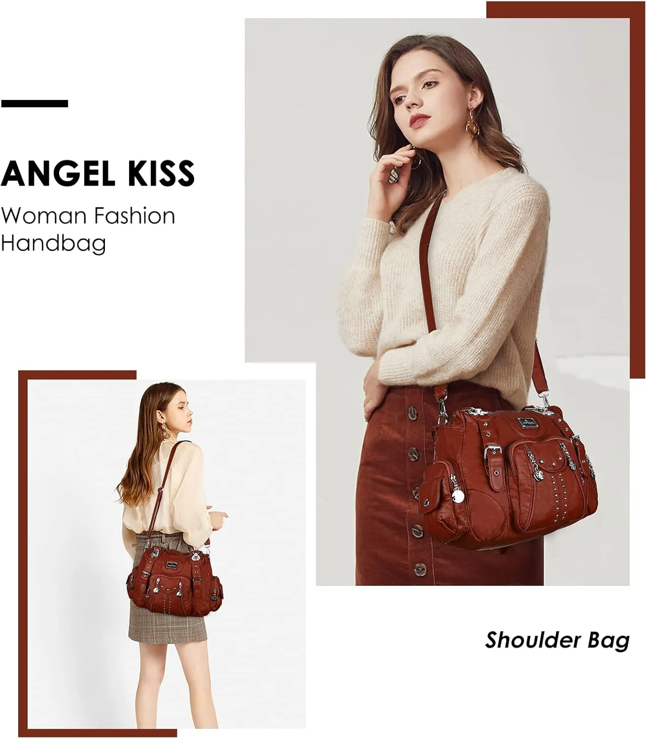 Angel Kiss Purses for Women Soft PU Leather Large Hobo Bags for Women Shoulder Bag