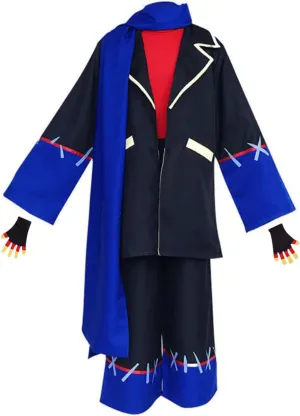 Anime Cosplay Costume Sans Black Cloak Coat Pants Scarf Mens Womens Suit Uniform Halloween