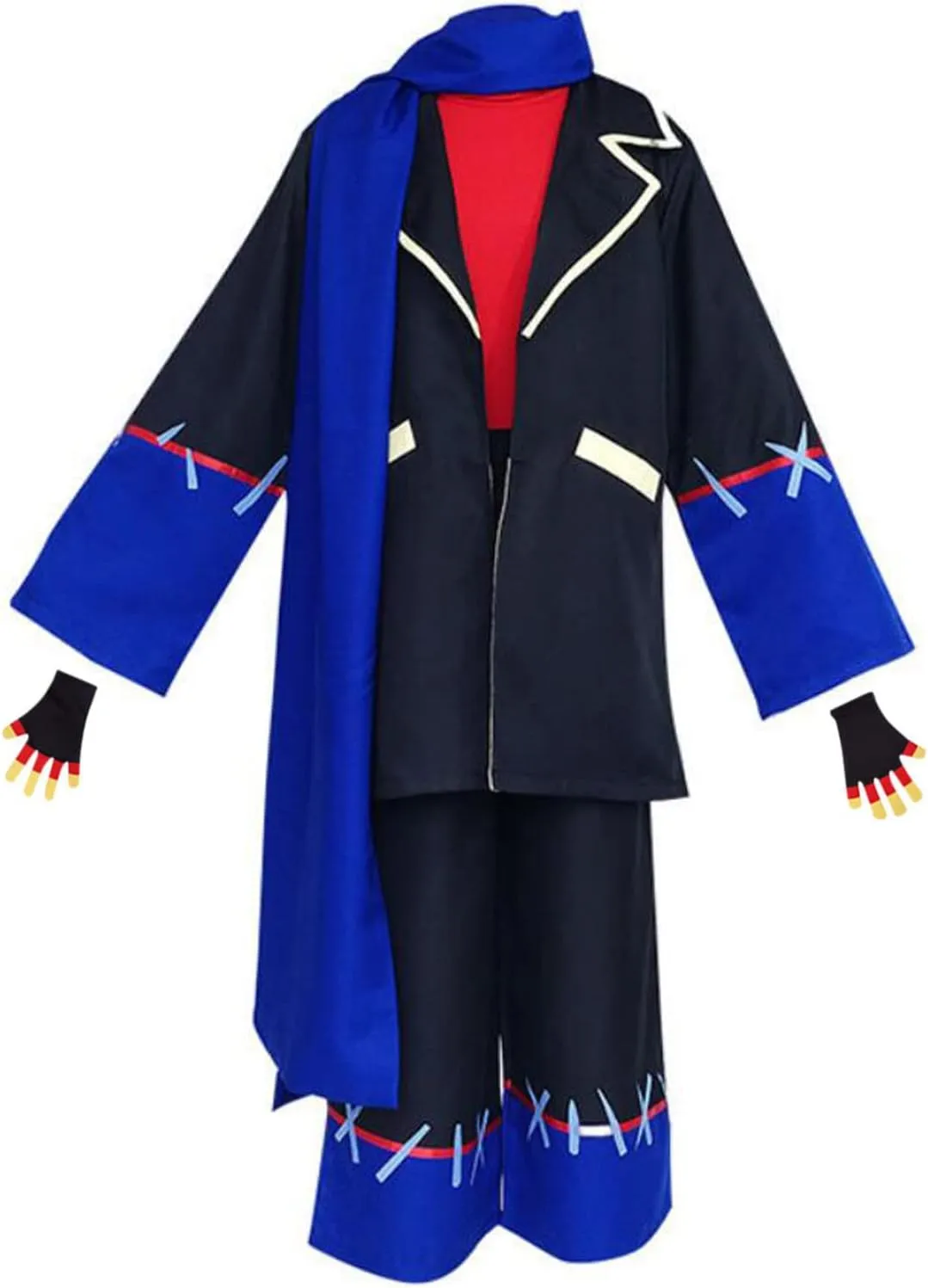 Anime Cosplay Costume Sans Black Cloak Coat Pants Scarf Mens Womens Suit Uniform Halloween