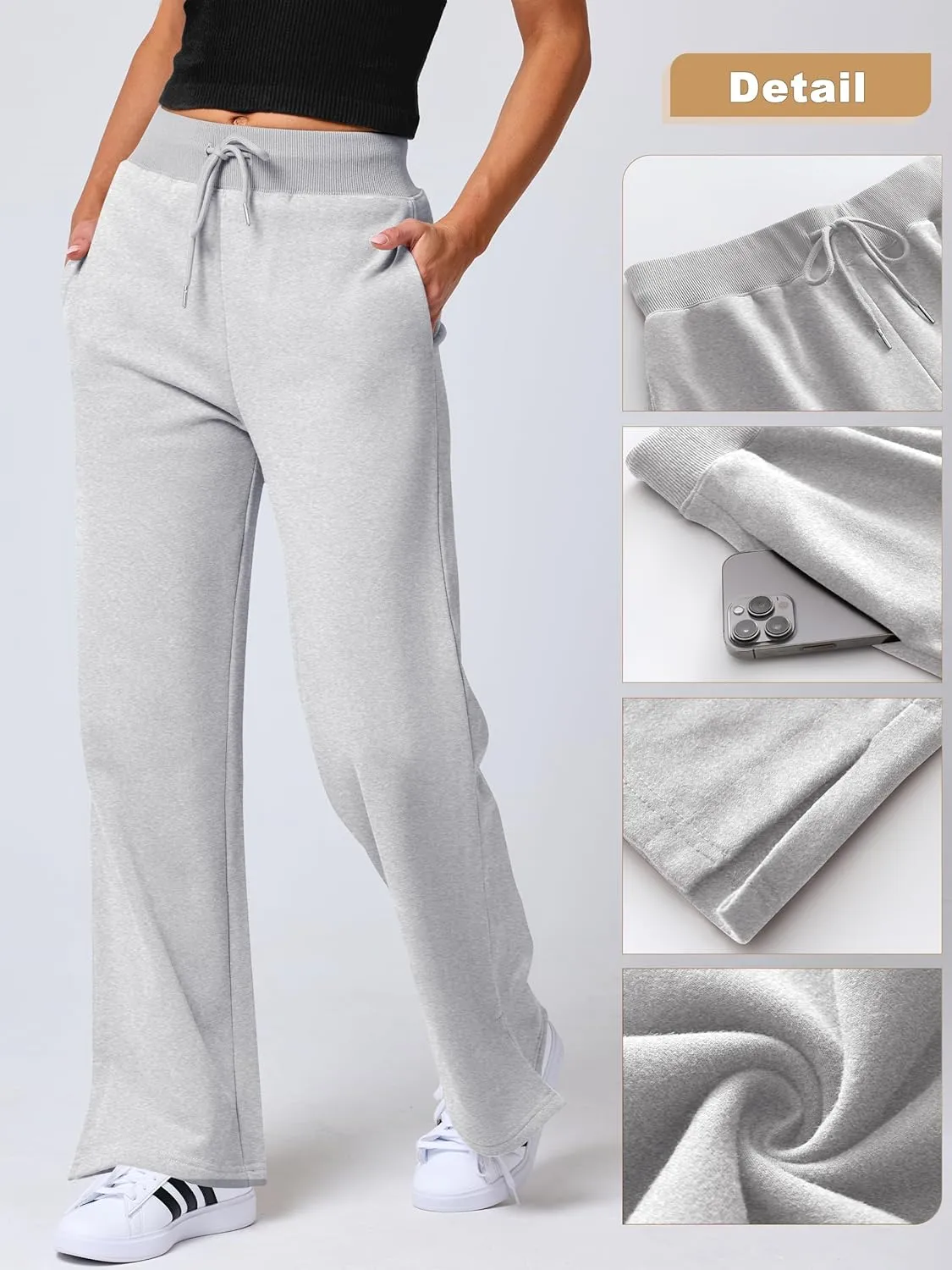 ANRABESS Women's Sweatpants Straight Leg High Waist Casual Drawstring Sweat Pants Workout Athletic Joggers with Pockets