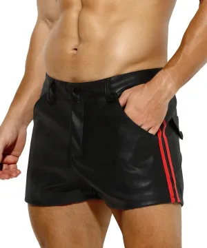 Arjen Kroos Men's Sexy Leather Shorts Rave Hot Short Pants with Pockets