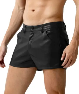 Arjen Kroos Men's Sexy Leather Shorts Rave Hot Short Pants with Pockets