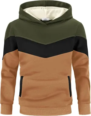 Arshiner Boy's Color Block Pullover Fleece Hoodie Long Sleeve Casual Sweatshirt with Pocket Age 3-13 Years
