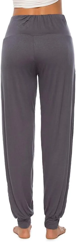 AvaCostume Womens Harem Yoga Pants Side Slit Sport Workout Sweatpants