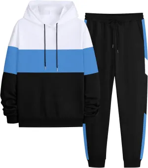 Babioboa Men's Tracksuit 2 Piece Color Block Hoodie Set Pullover Sweatshirt and Jogging Sweatpants Athletic Sweatsuits Set