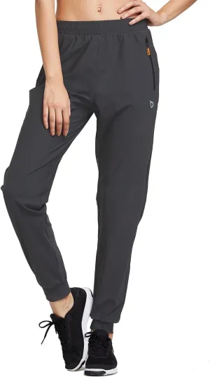 baleaf Women's Joggers Running Hiking Pants Lightweight Quick Dry Athletic Travel Workout with Zipper Pockets