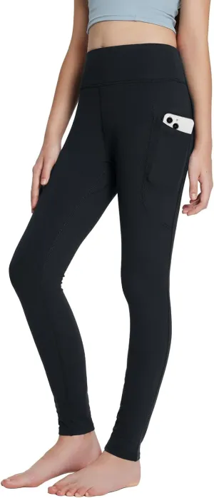 baleaf Youth Girl's Fleece Lined Leggings Water Repellent High Waisted Winter Warm Athletic Pants Hiking Running Yoga
