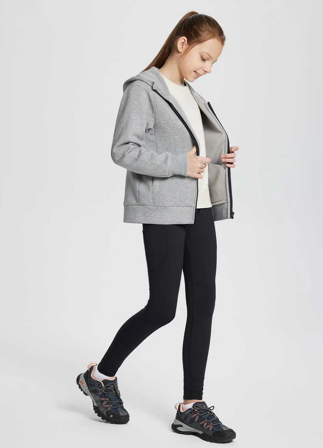 baleaf Youth Girl's Fleece Lined Leggings Water Repellent High Waisted Winter Warm Athletic Pants Hiking Running Yoga