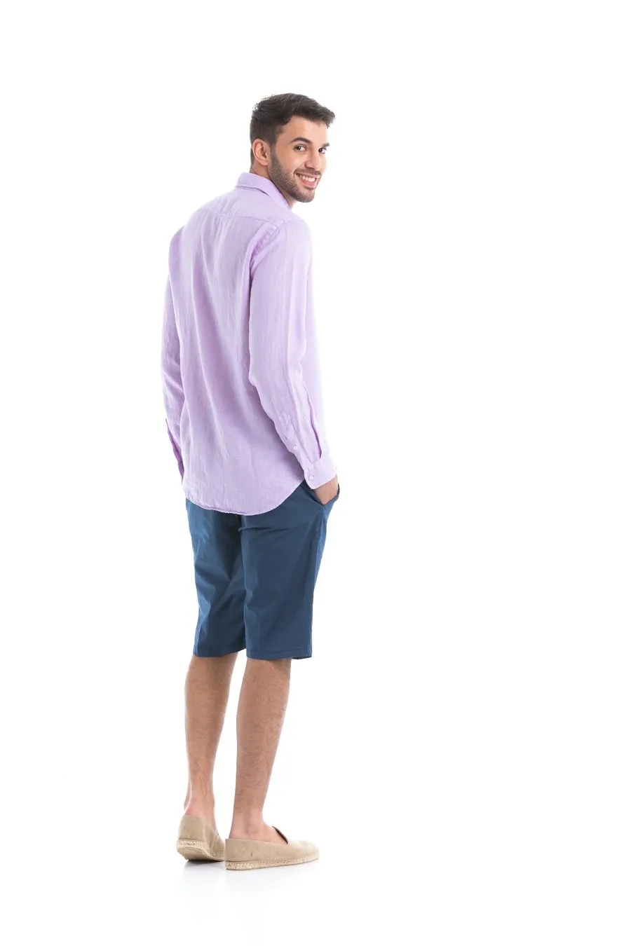 basic linen shirt light lilac