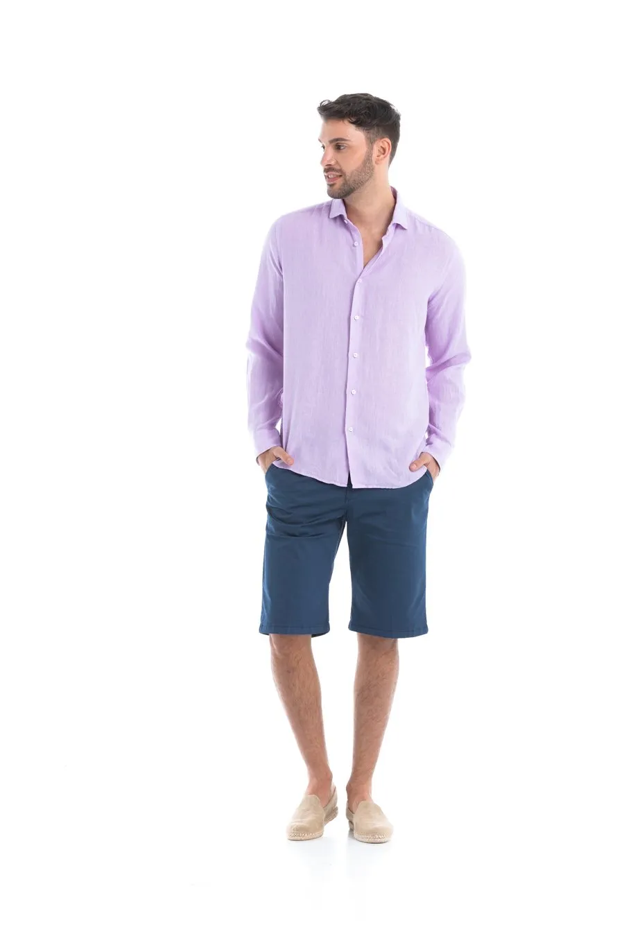 basic linen shirt light lilac