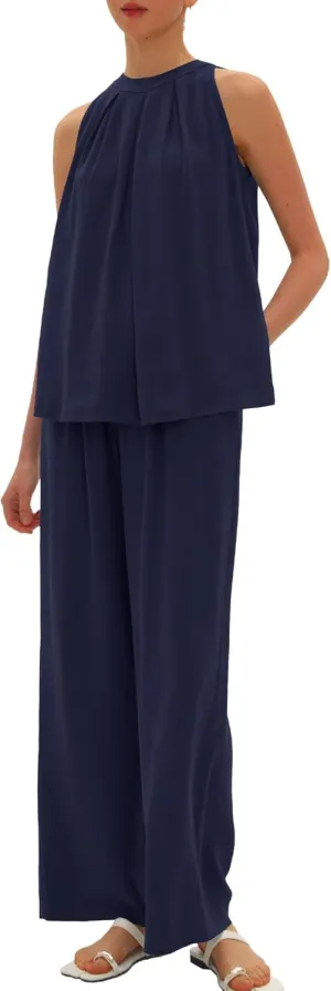 Beaully Women's Summer Linen 2 Piece Outfits Sets Loose Fit Sleeveless Tank Tops Wide Leg Pant Sets Lounge Travel Sets